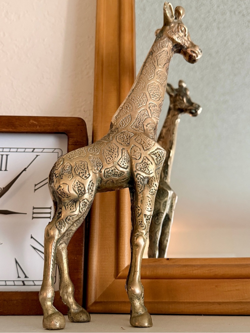 Vintage Brass Giraffe Figurine 12” Tall